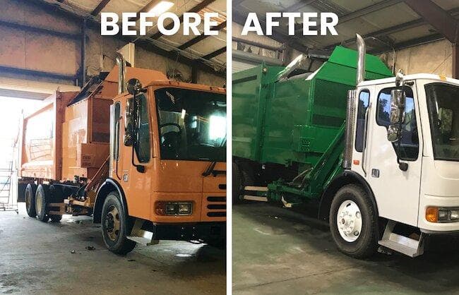 Restored and Rebranded Waste Disposal Vehicles
